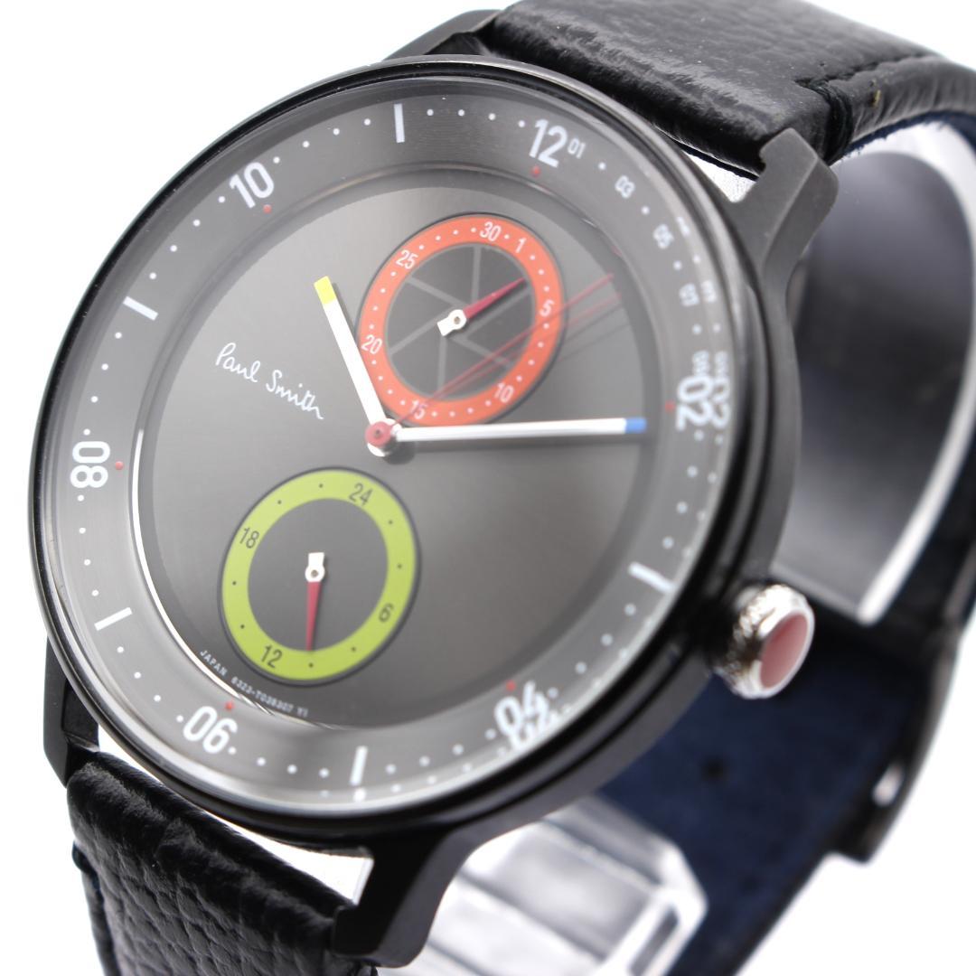 美品 ポールスミス 腕時計 2019本限定品 メンズ ブラック レザーベルト