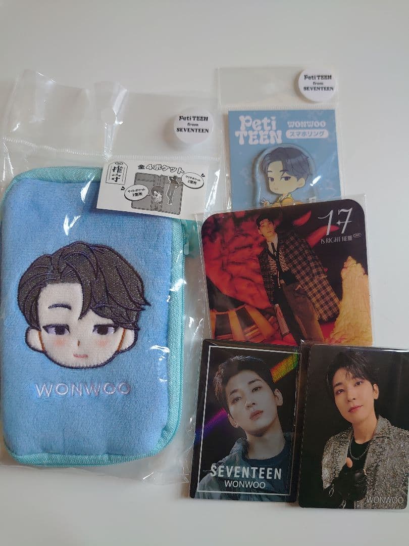 【WONWOO•ウォヌ】SEVENTEEN　ポーチ　チャーム　ステッカー　トレカ