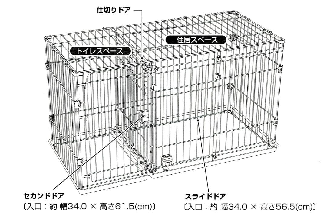 Ｂ品未使用犬用ケージ Puchikoドッグツールームサークル屋根面付　巾118㎝