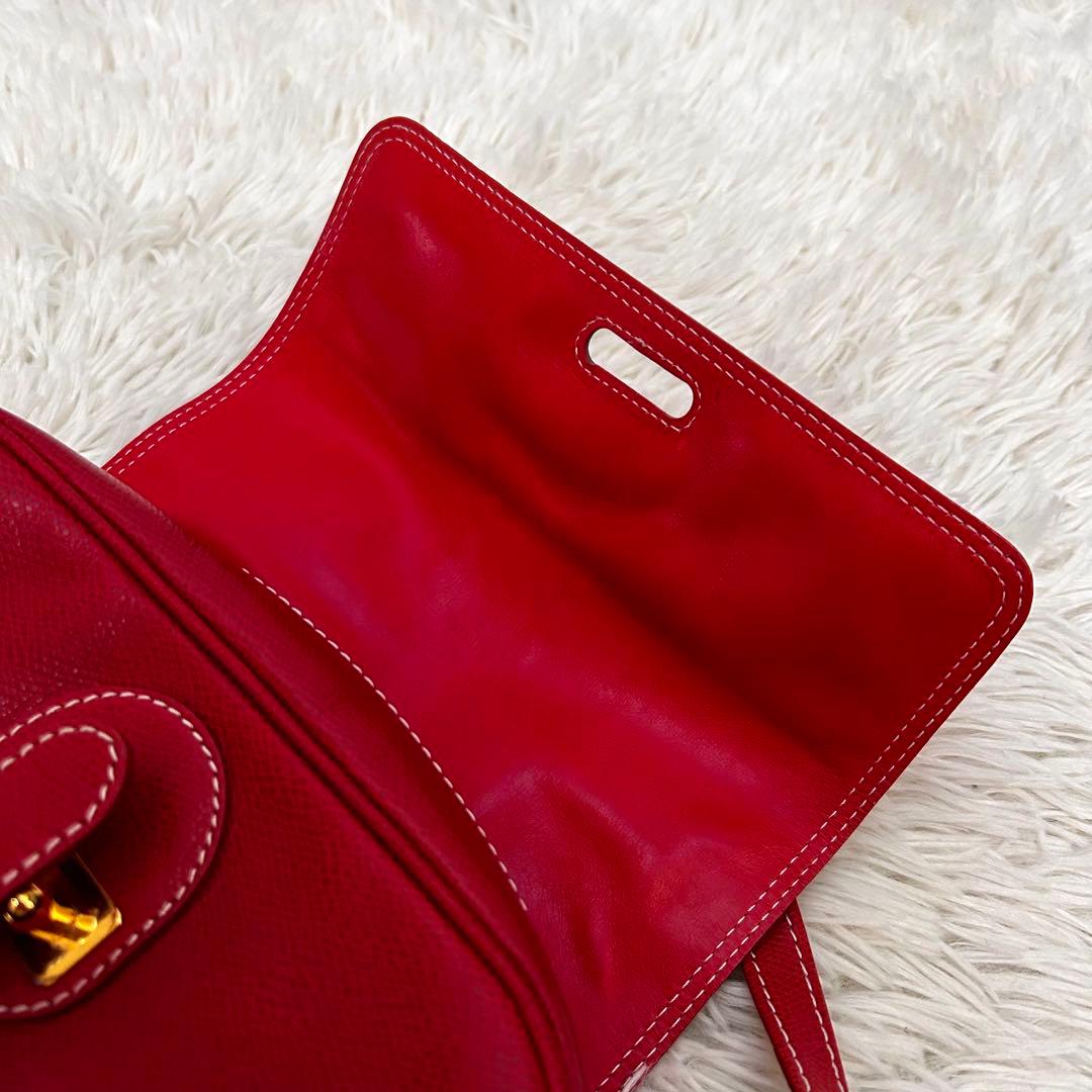 外観美品 LOEWE レザー　レッド　アナグラム　ショルダーバックロスボディ