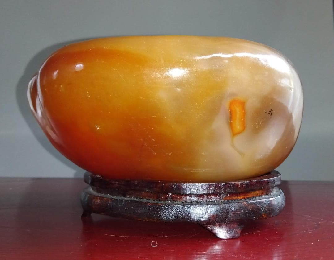 希少巨大瑪瑙ハート型彫り物オブジェ置物