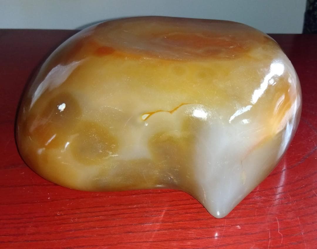 希少巨大瑪瑙ハート型彫り物オブジェ置物