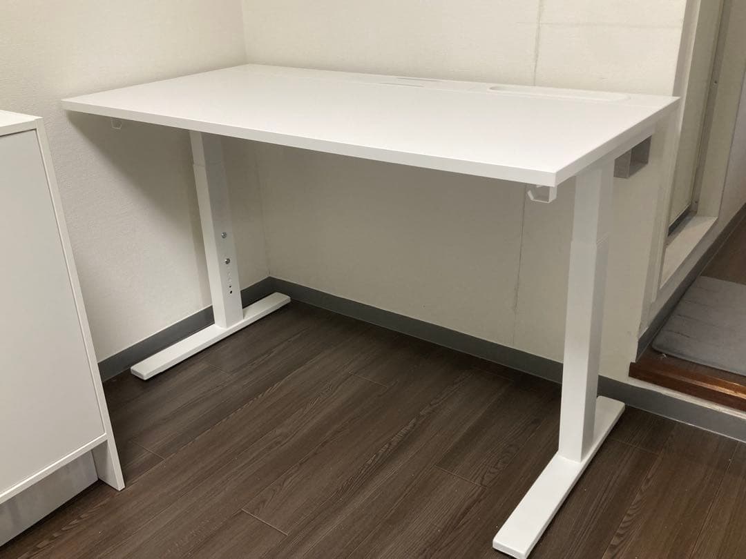 デスク IKEA ミッツォーン 120×60 ホワイト 高さ調節可能デスク