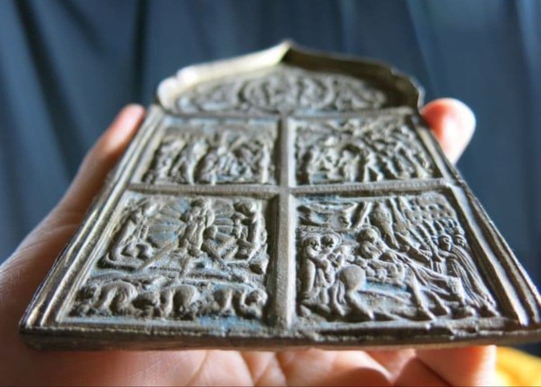 ③B　古銅イコン ～１９世紀　宗教画　清画　聖人　キリスト教　マリア像