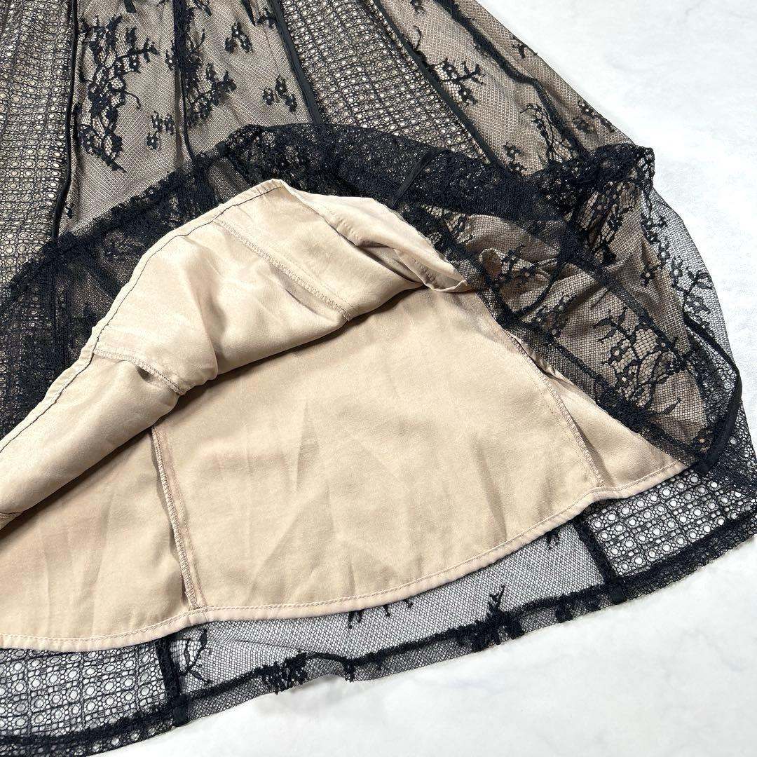 LAGUNAMOON　パネルレースワンピース　ドレス　お呼ばれ　ブラック　S