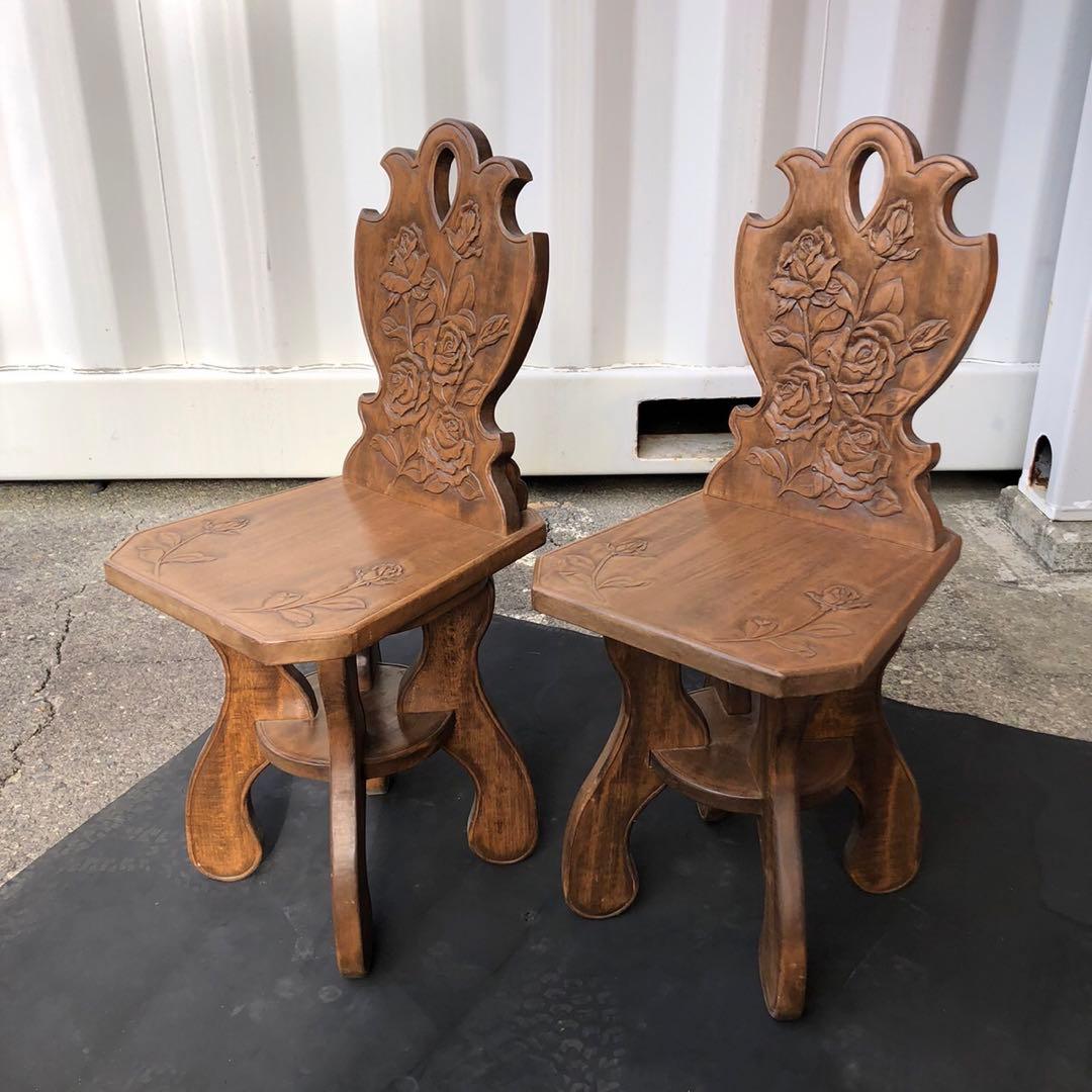 木製花彫刻ダイニングテーブルセット