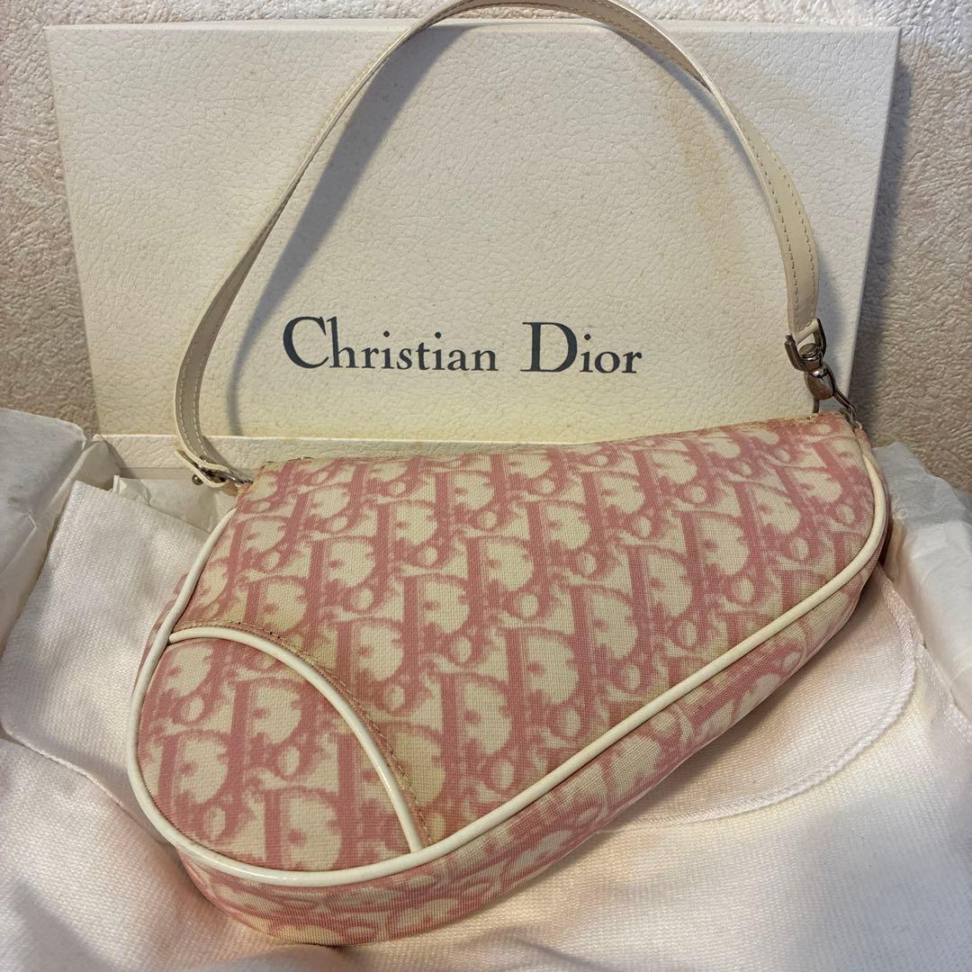 希少？Christian Dior⭐️ピンクロゴ総柄⭐️サドルバッグ⭐️トロッター⭐️