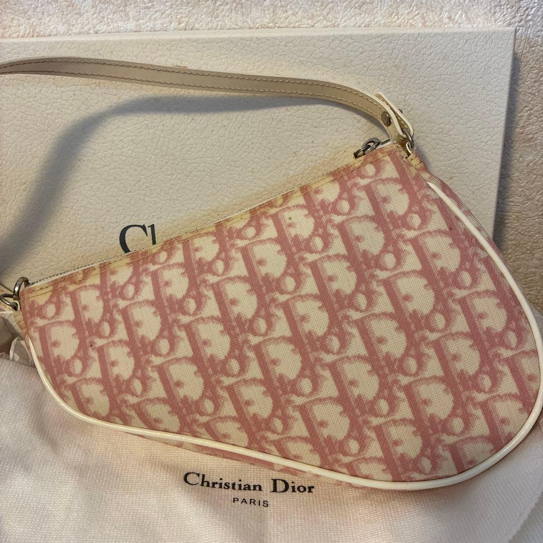 希少？Christian Dior⭐️ピンクロゴ総柄⭐️サドルバッグ⭐️トロッター⭐️