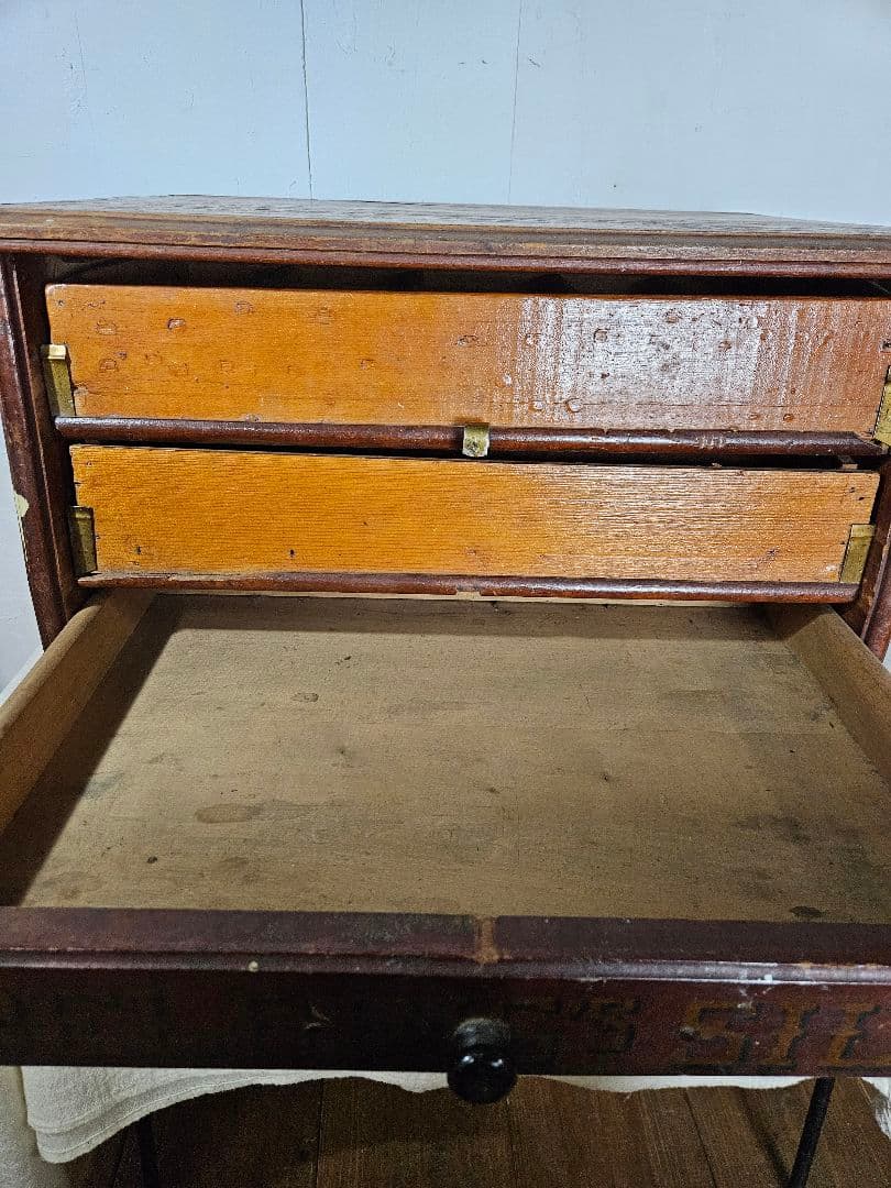 USAアンティーク BELENNS'S SILK 古いスレッドキャビネット 木製