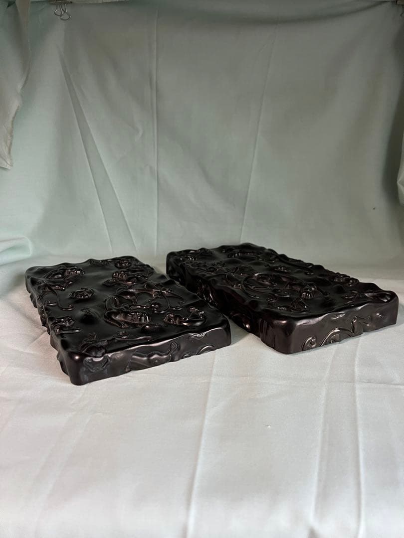 中国美術 ハイレリーフ 細密彫刻 紫檀 唐木 箱 香盒 文房品