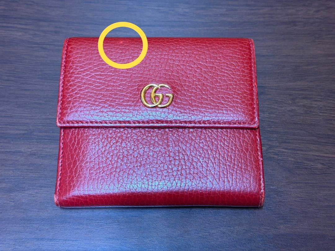 GUCCI 二つ折り財布 レッド　GGマーモント