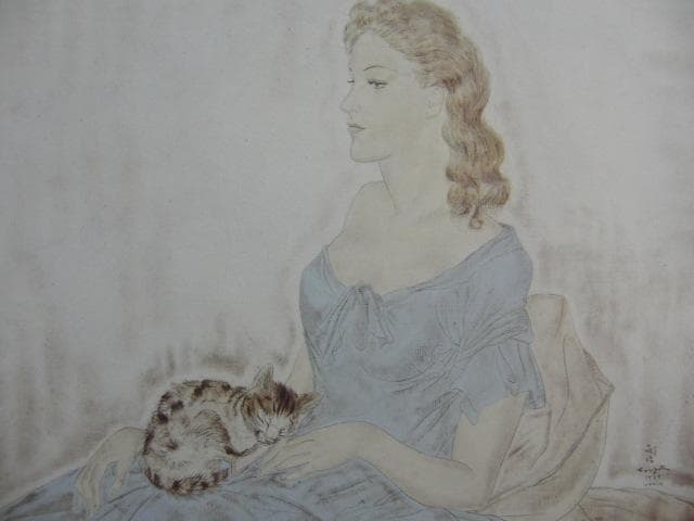 藤田嗣治、「Jeune Femme a la robe bleue」