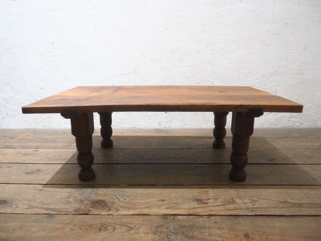 1252　アンティーク　ロクロ脚のローテーブル　文机　座卓ちゃぶ台　轆轤　レトロ