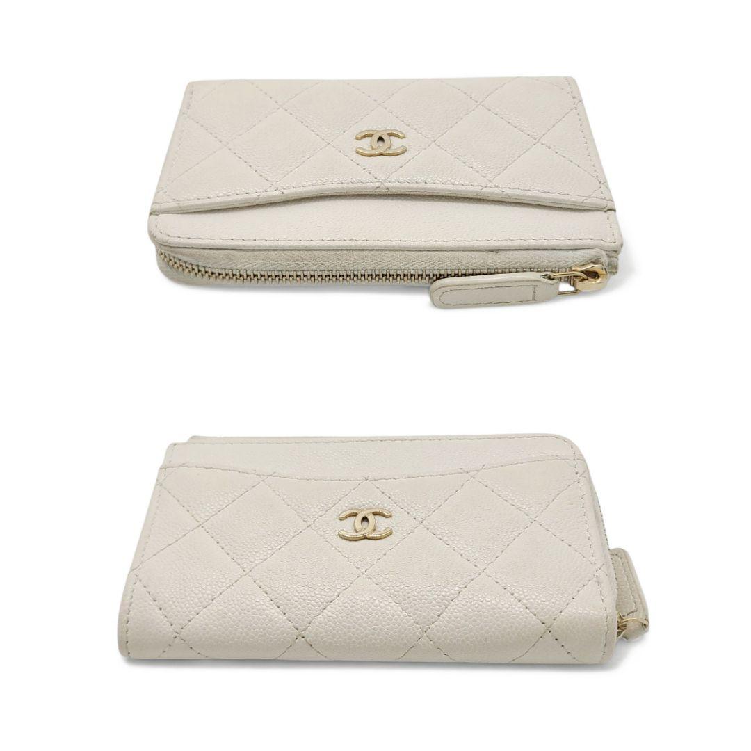 シャネル キャビアスキン マトラッセ ケース ホワイト レディース
