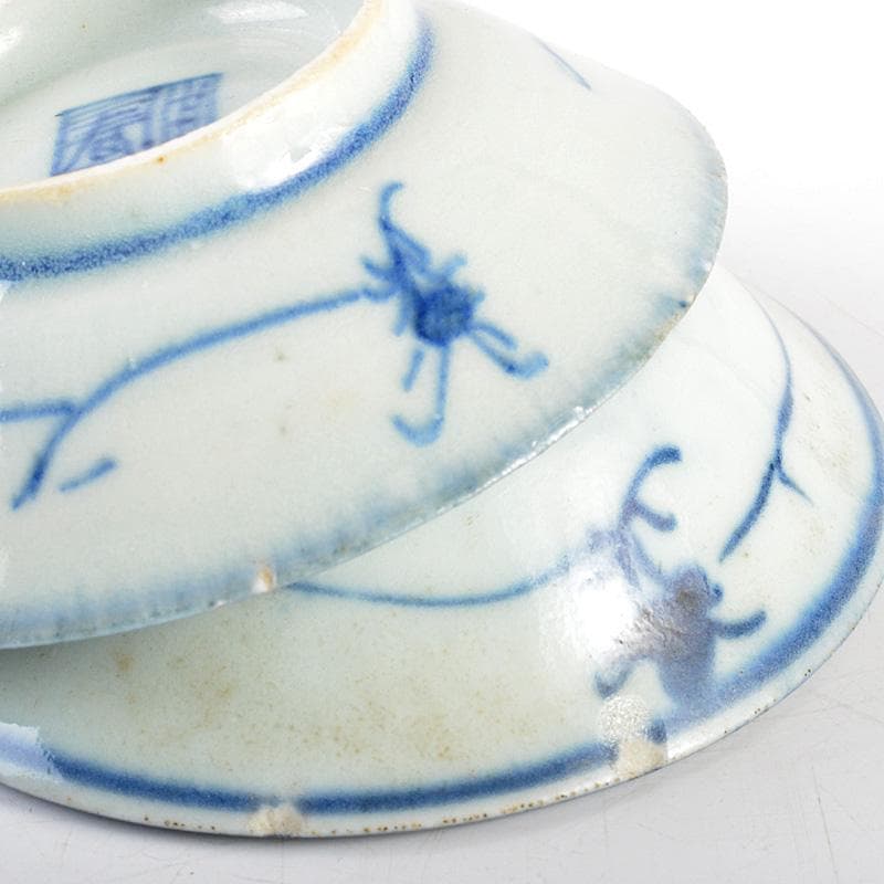 中国　安南染付　小皿　明時代　5客　桐箱付　M R5579