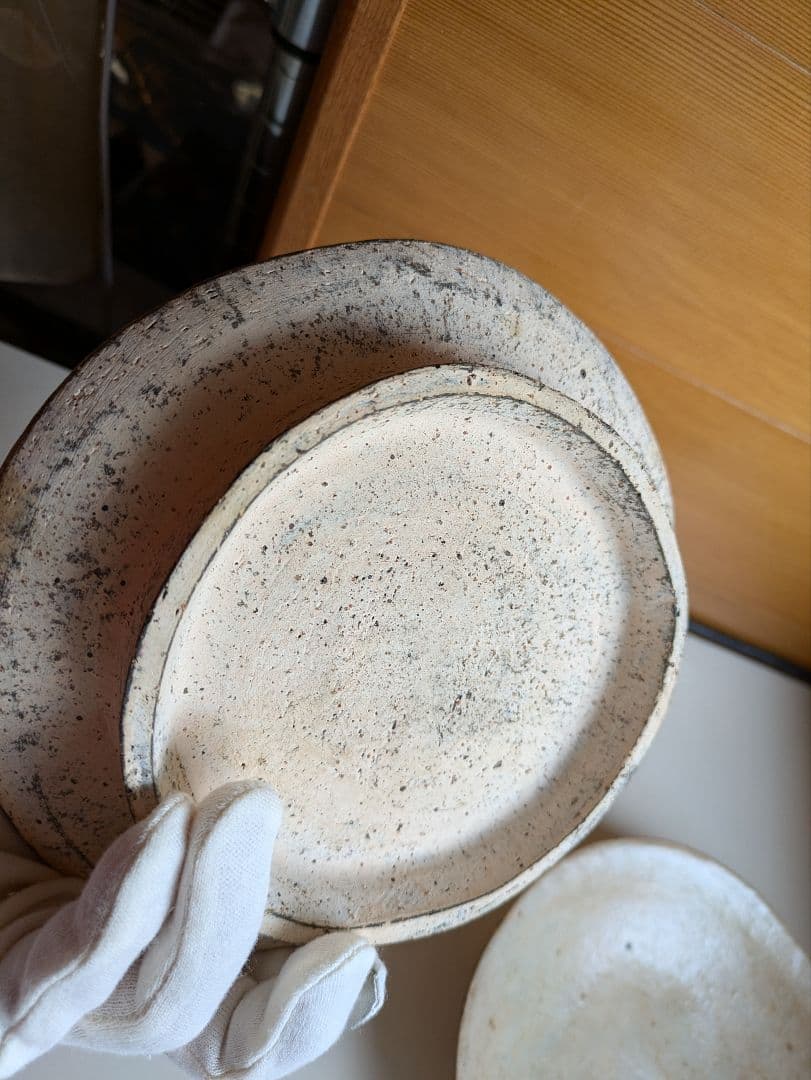 石原稔久　脚付皿　2枚