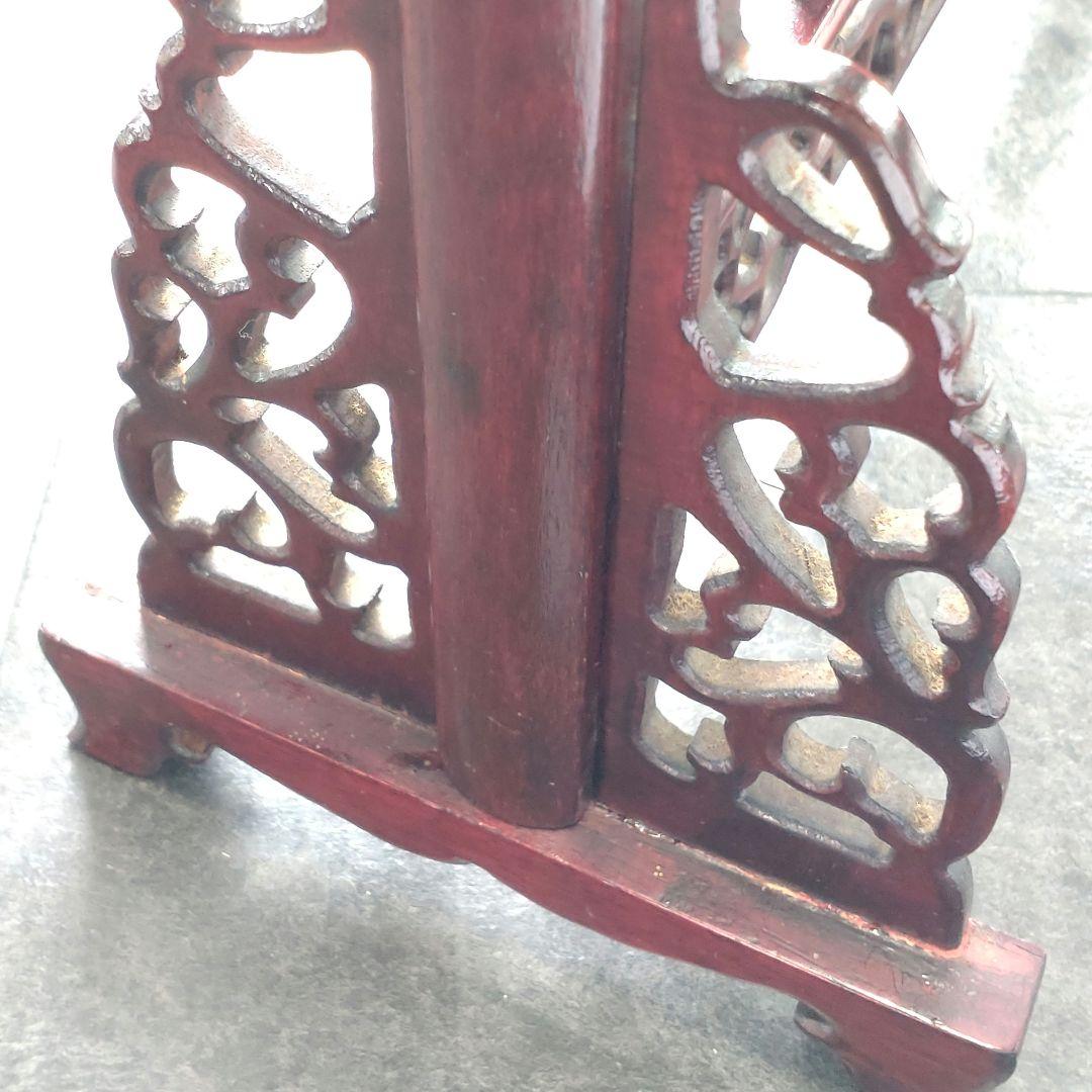 【希少　古代中国】刺繍　両面ガラス細工　唐木　古玩　骨董品　装飾品　山村海画