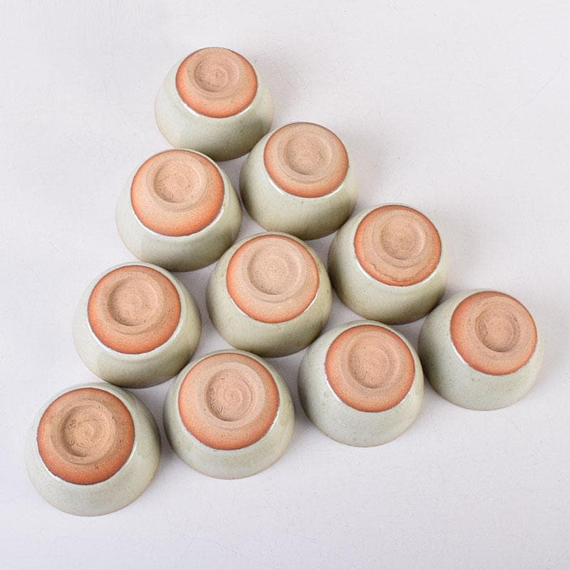 煎茶道具　萬古焼　陶華園造　煎茶碗　十客　共箱　C　R8908