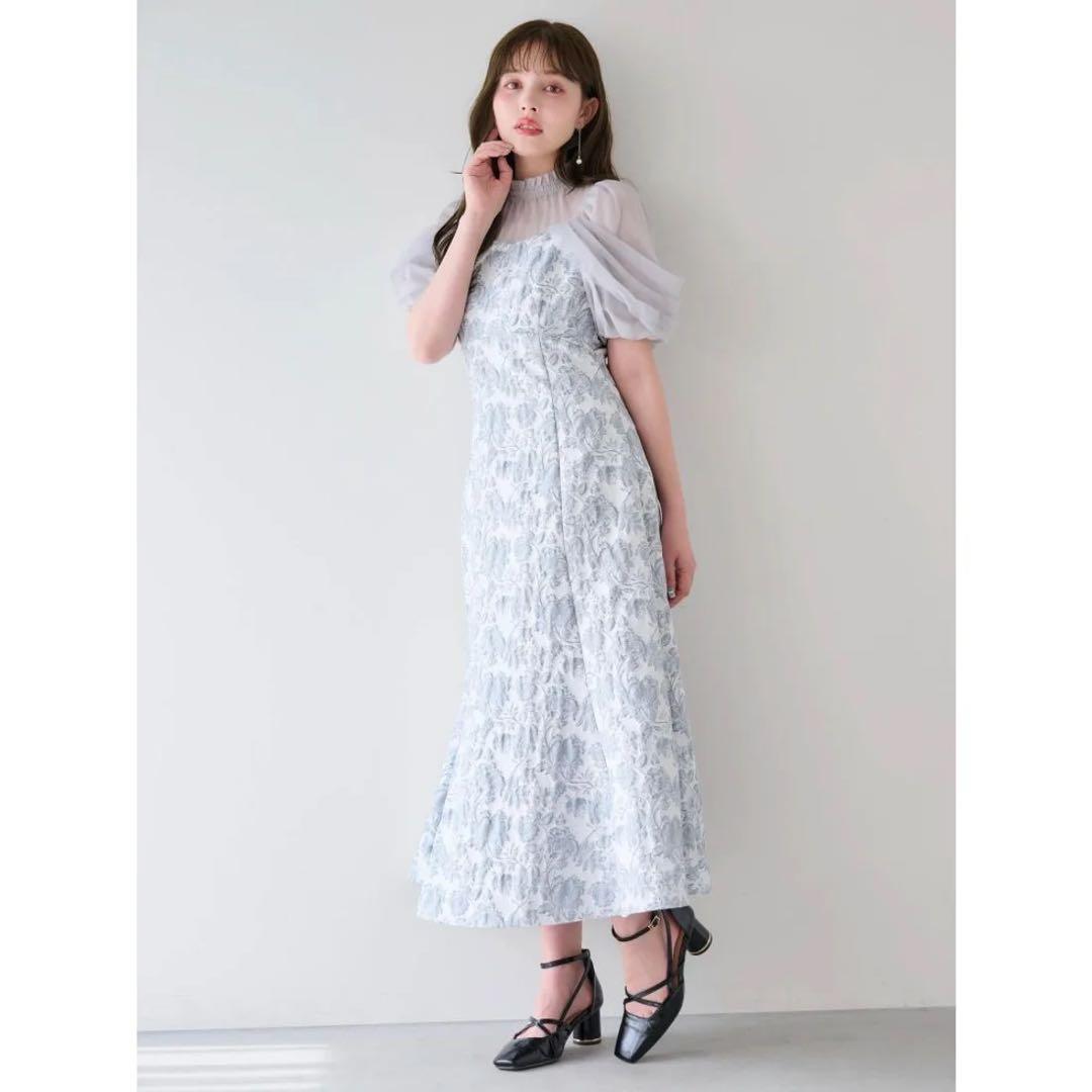 dazzlin シアーベールジャガードワンピース （オフホワイト）