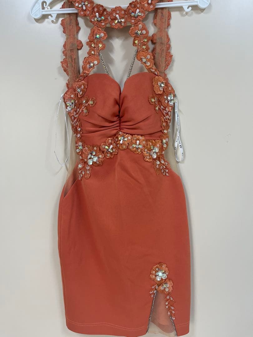 ANGEL R エンジェルアール ホルターネック ミニドレス オレンジ