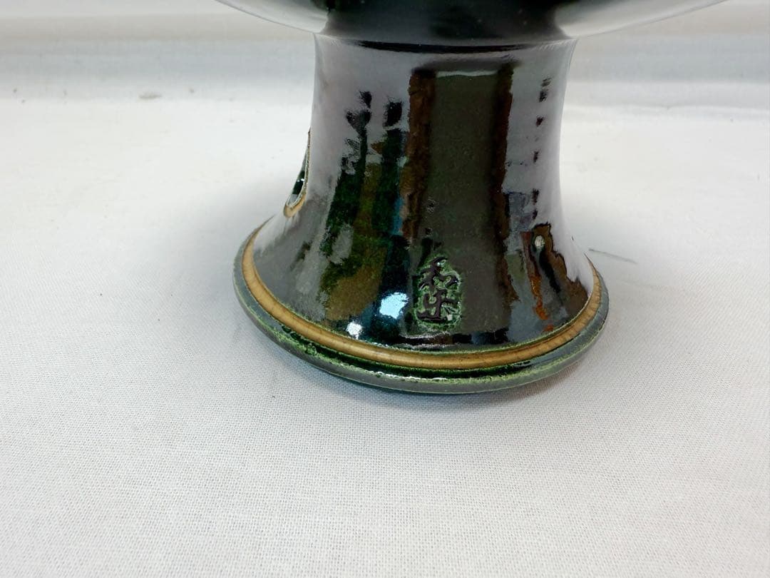 未使用 茶道具 七世 和楽作 青楽 三ツ具足 陶印 利休忌 七事式 共箱