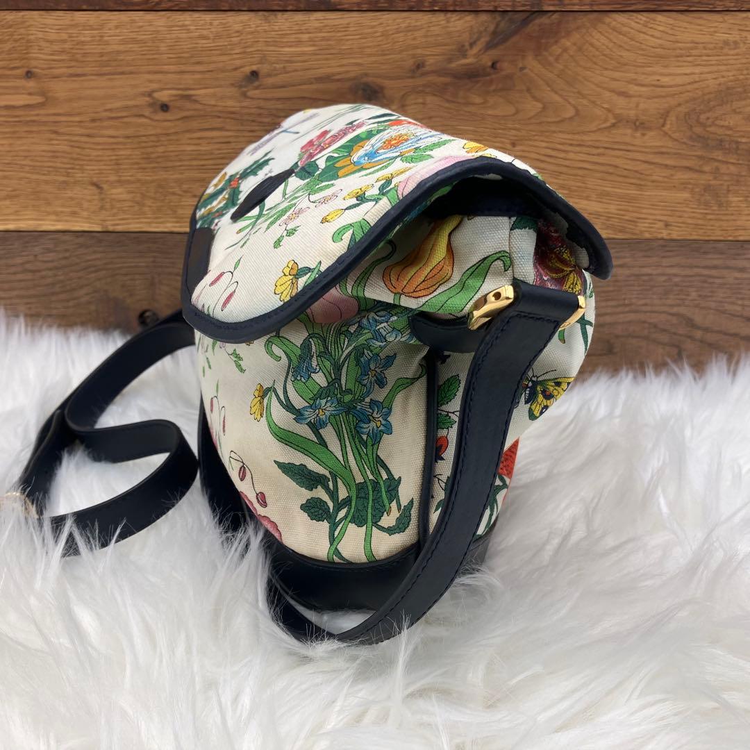 専用GUCCI オールド グッチ　フローラ キャンバスネイビーレザー ショルダー