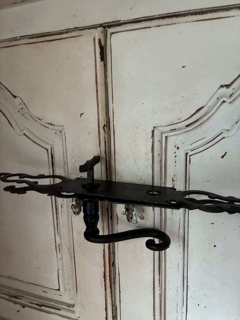 フランス　アンティーク アイアン　ドアノブ　セット　取っ手 ブラック　鋳鉄レア