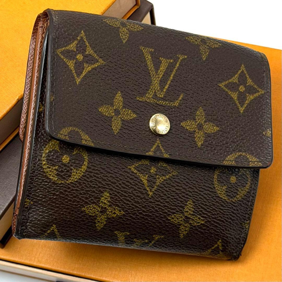 良品 ルイヴィトン モノグラム ポルトモネ ビエ カルトクレディ 財布 茶 W