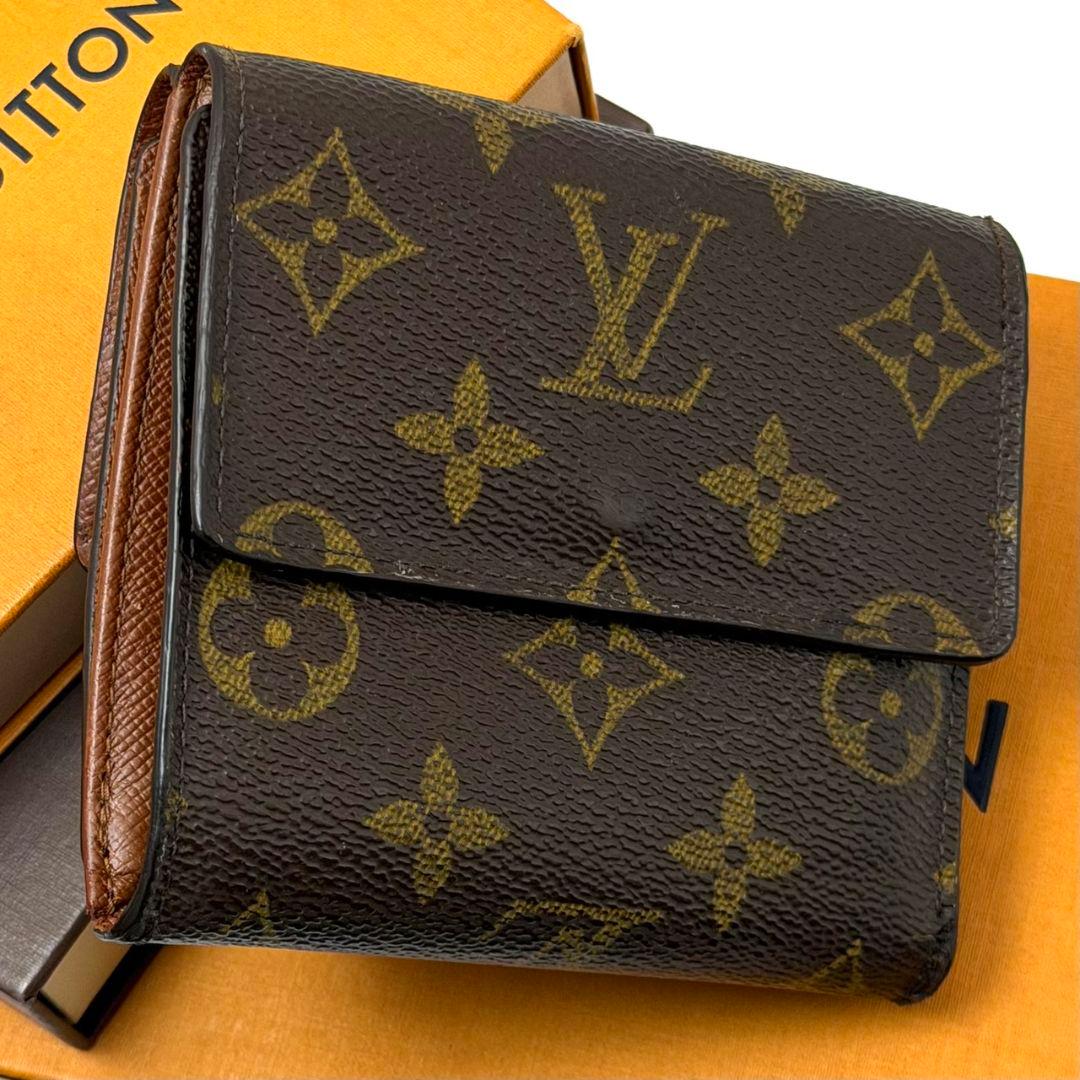 良品 ルイヴィトン モノグラム ポルトモネ ビエ カルトクレディ 財布 茶 W