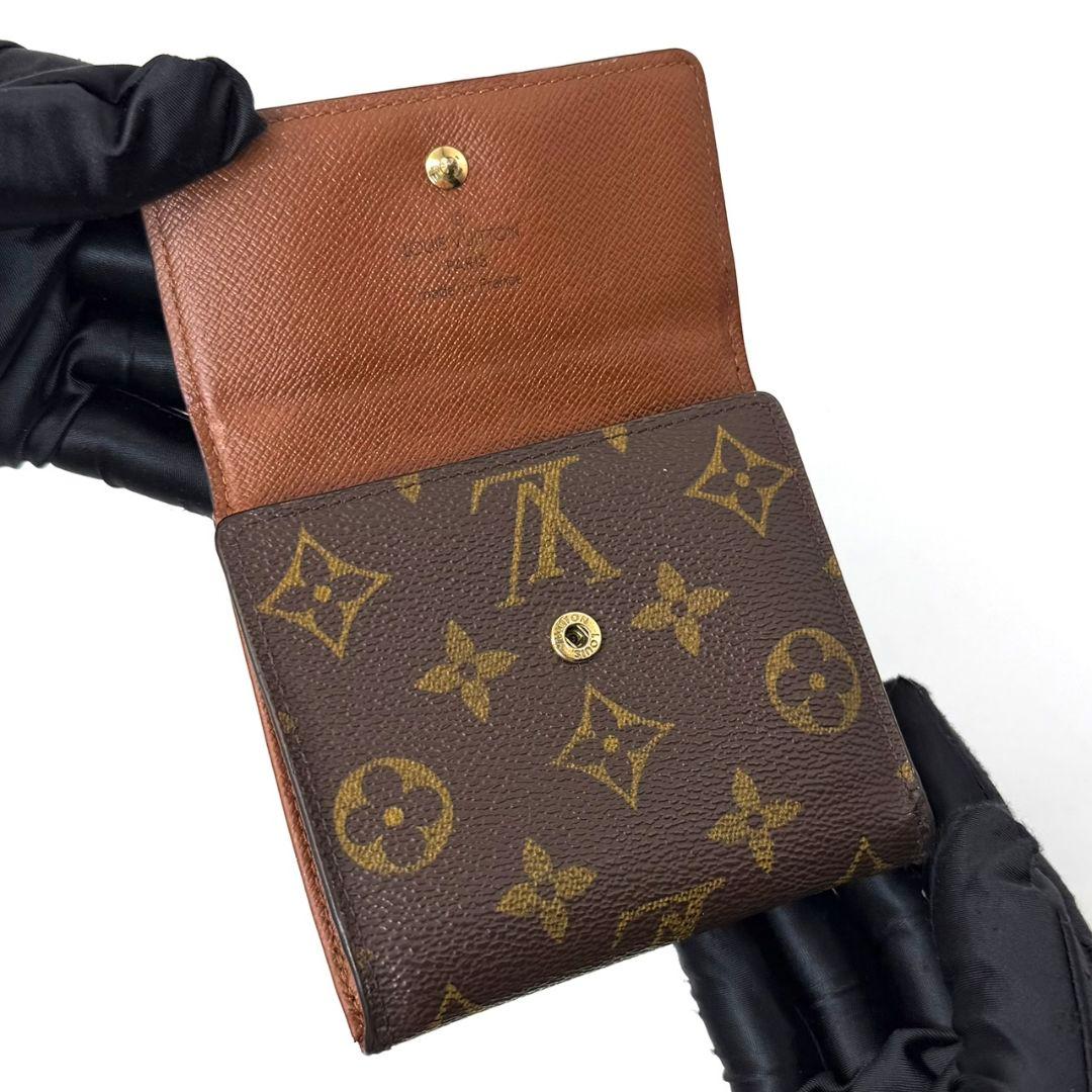 良品 ルイヴィトン モノグラム ポルトモネ ビエ カルトクレディ 財布 茶 W