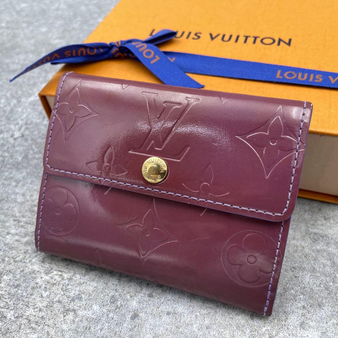 【希少】ルイヴィトン ヴェルニ 折り財布 紫 レッド系