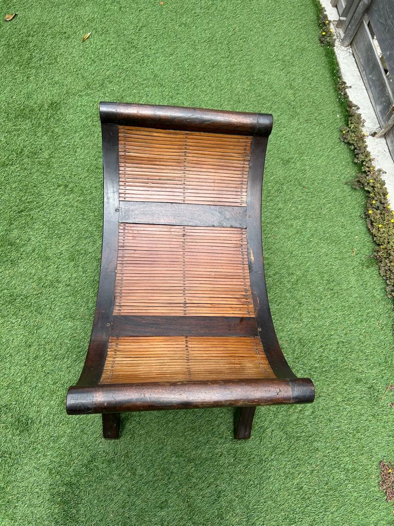 アンティーク調 木製スツール／玄関ベンチ 腰掛け椅子 カーブデザイン