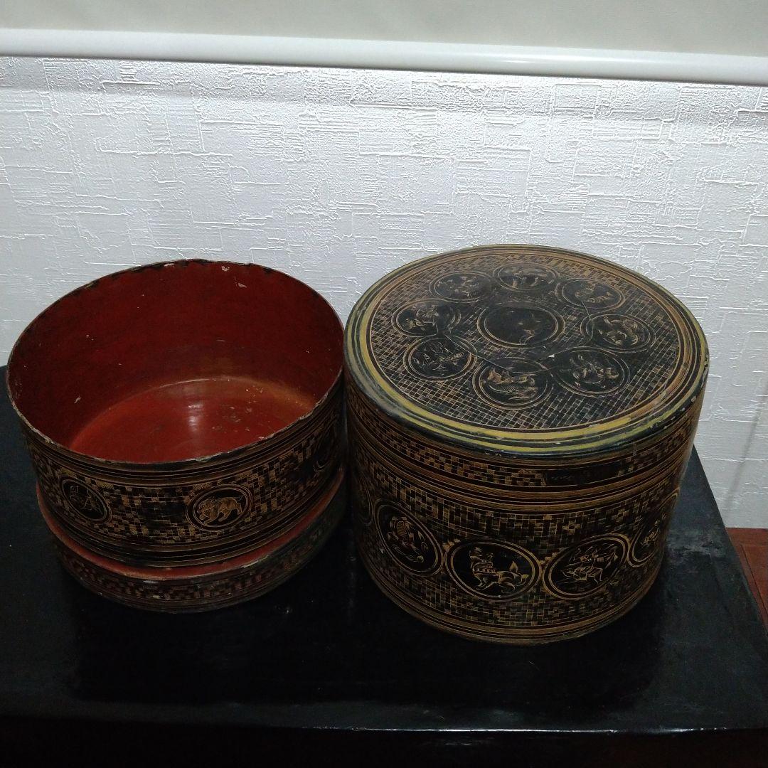 ビルマ(ミャンマー)キンマ 籃胎漆器 アンティーク