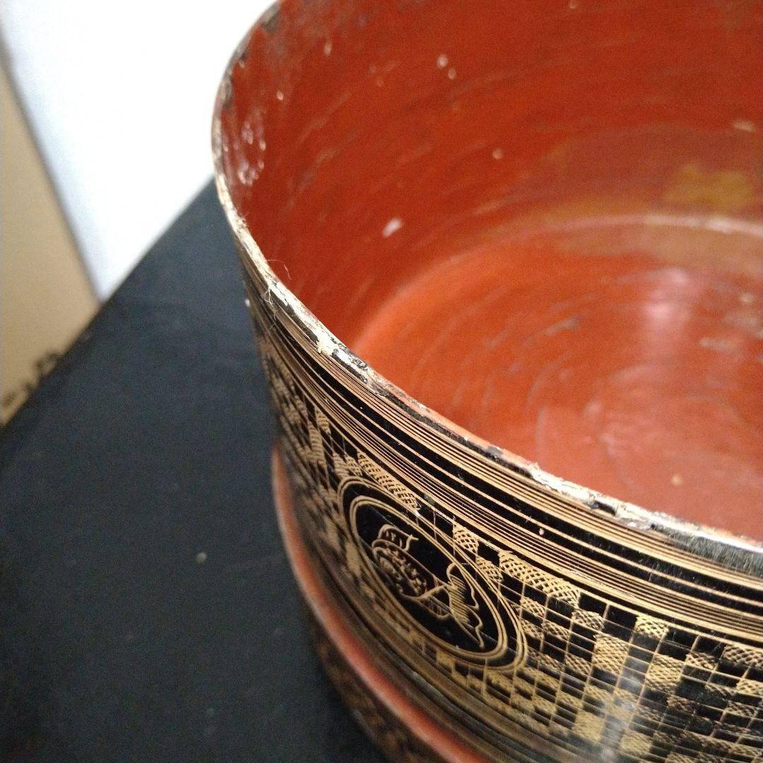 ビルマ(ミャンマー)キンマ 籃胎漆器 アンティーク