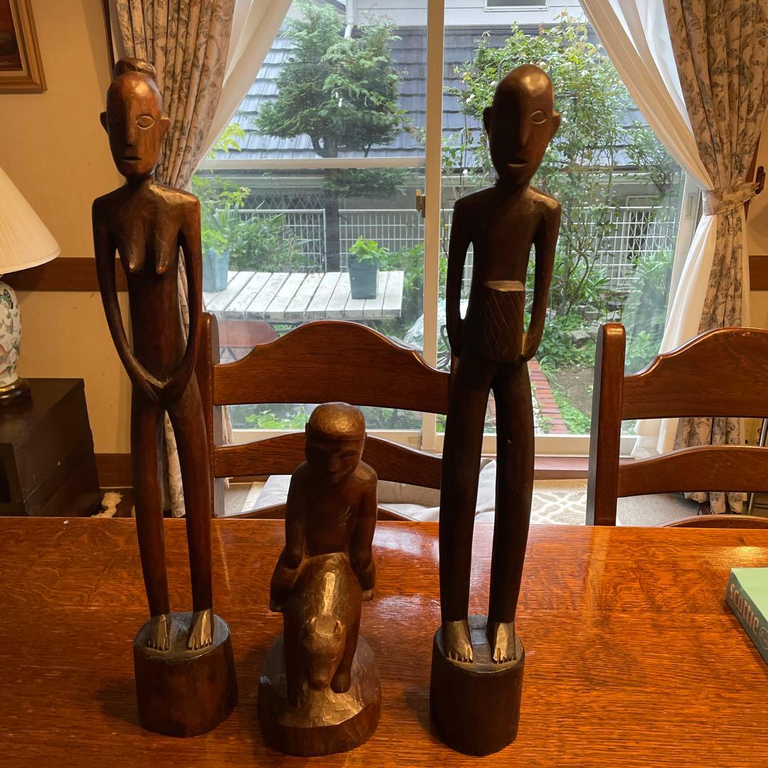 アフリカンスタイル 木製彫刻セット