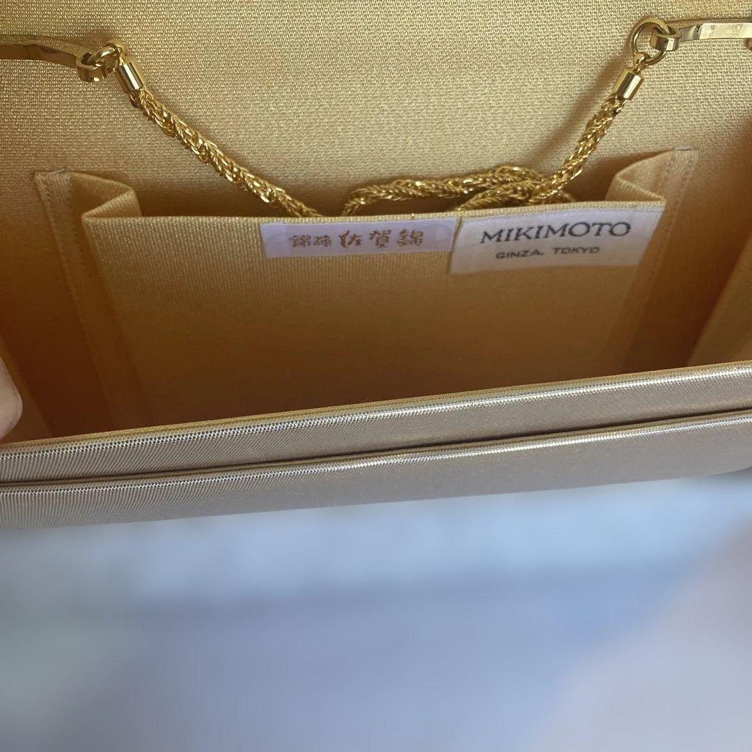 ミキモト　佐賀錦　ゴールドクラッチバッグ