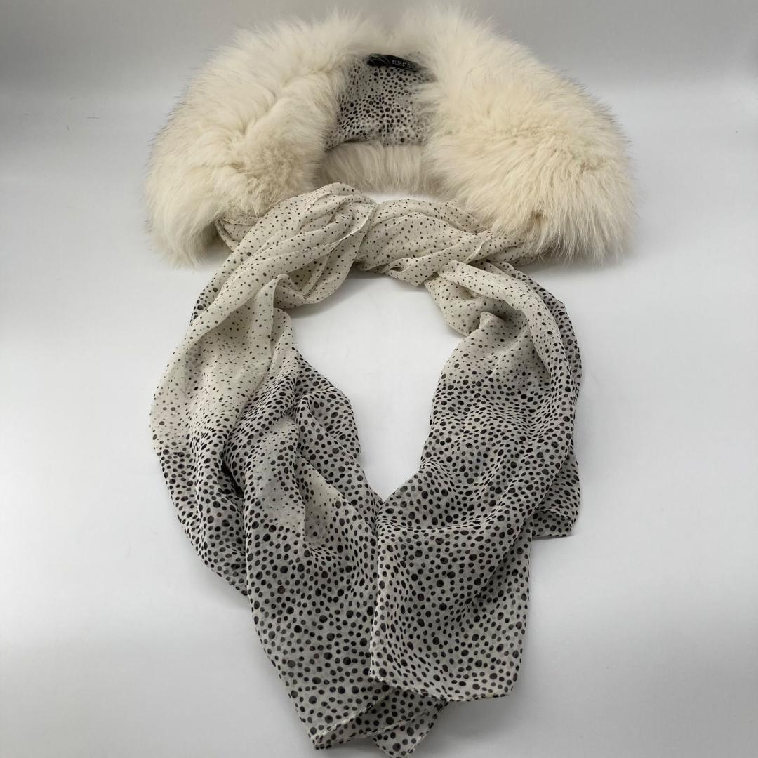 13665 GUCCI GG柄 フォックスファー ストール マフラー　スカーフ