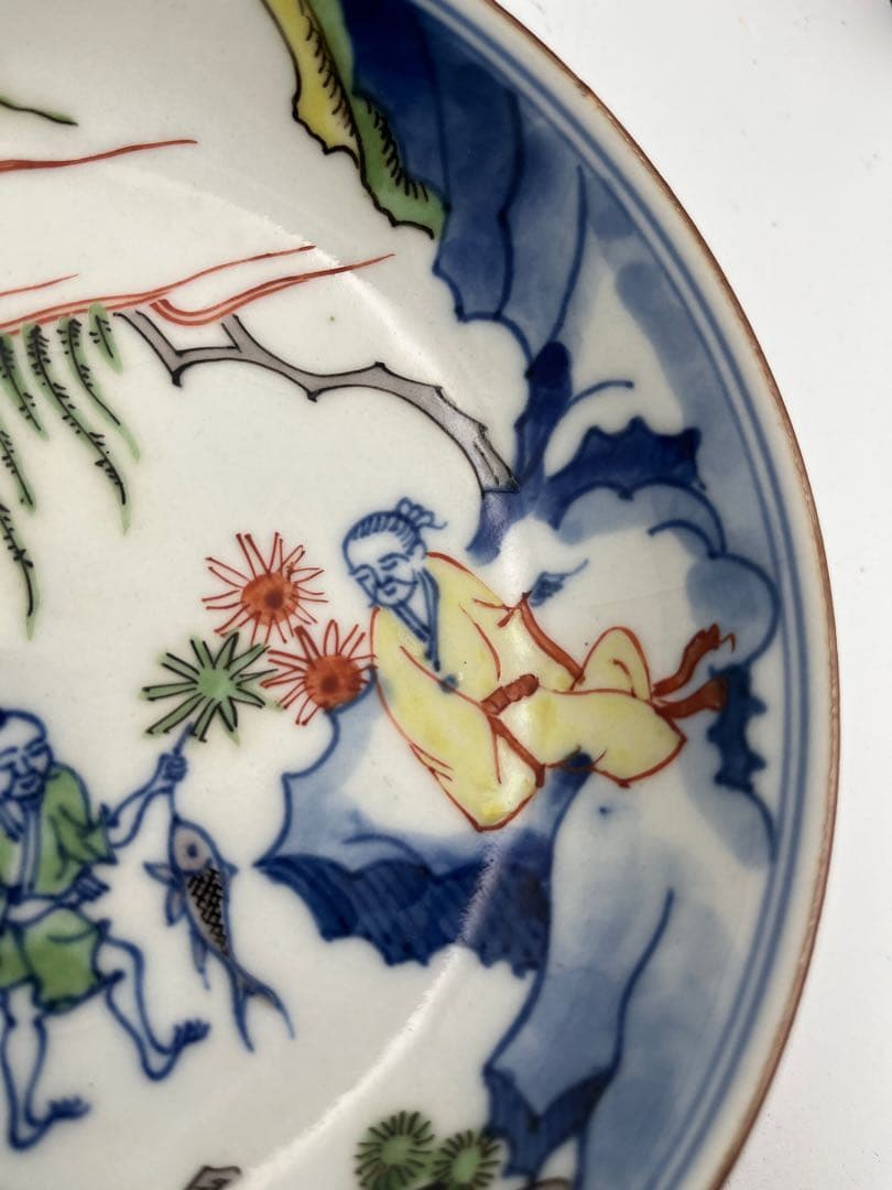 中国美術清時代仏像 置物 弥勒 粉彩 赤絵中皿ニュウあり