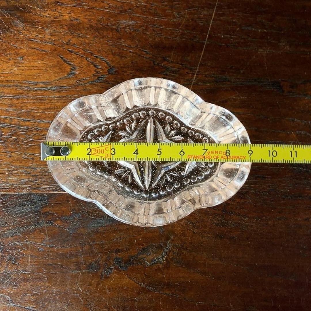 アンティーク ピンクガラスのプレート キャンドルスティック 小物入れ 4点揃え