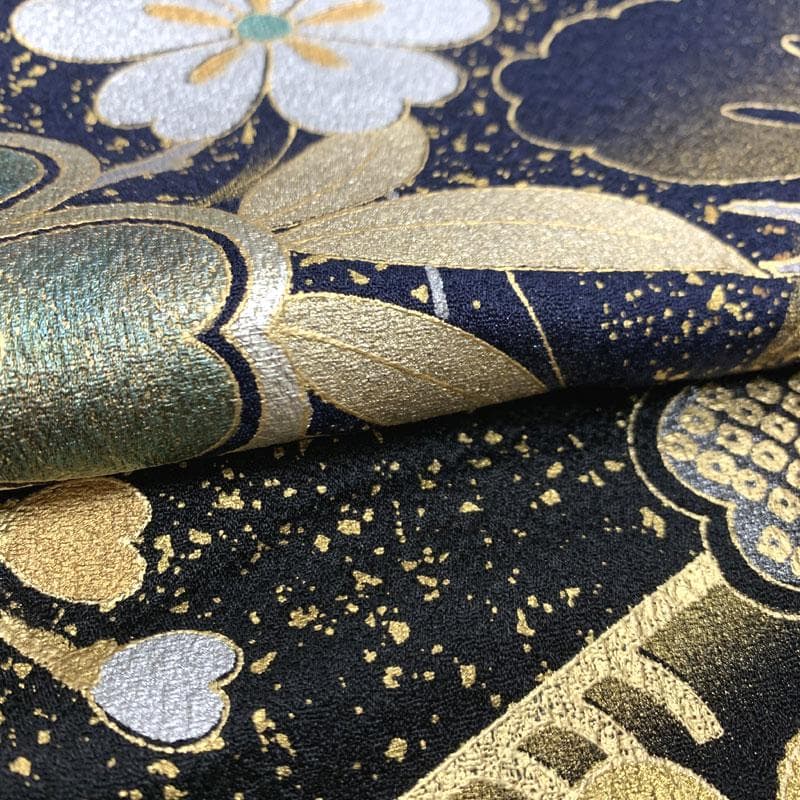 601z9〇人気色！ 振袖 金彩 紺 ネイビー 蝶々 桜 松〇成人式 結婚式