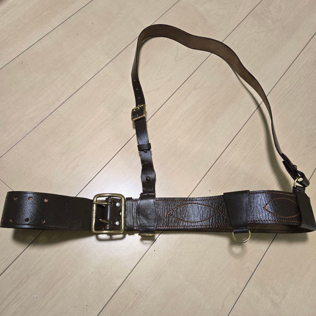 ソ連軍 実物 将校ベルト 剣帯 銅製バックル本革ベルト ストラップ