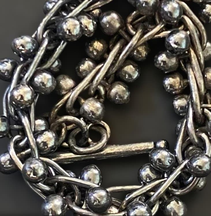 Vintage メキシコ シルバー パール DNA リンク ブレスレット