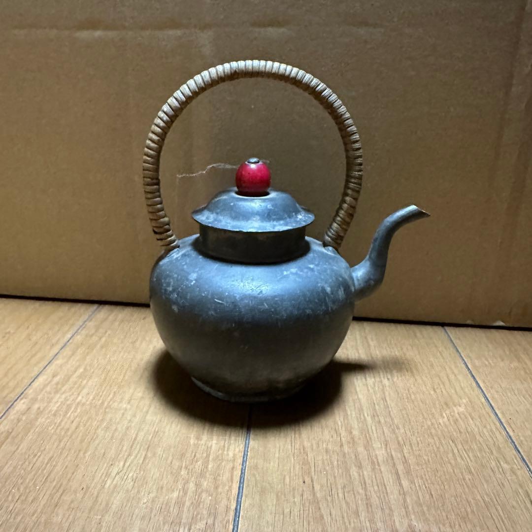 時代物 煎茶道具 古錫 茶壷 茶心壷 約448g