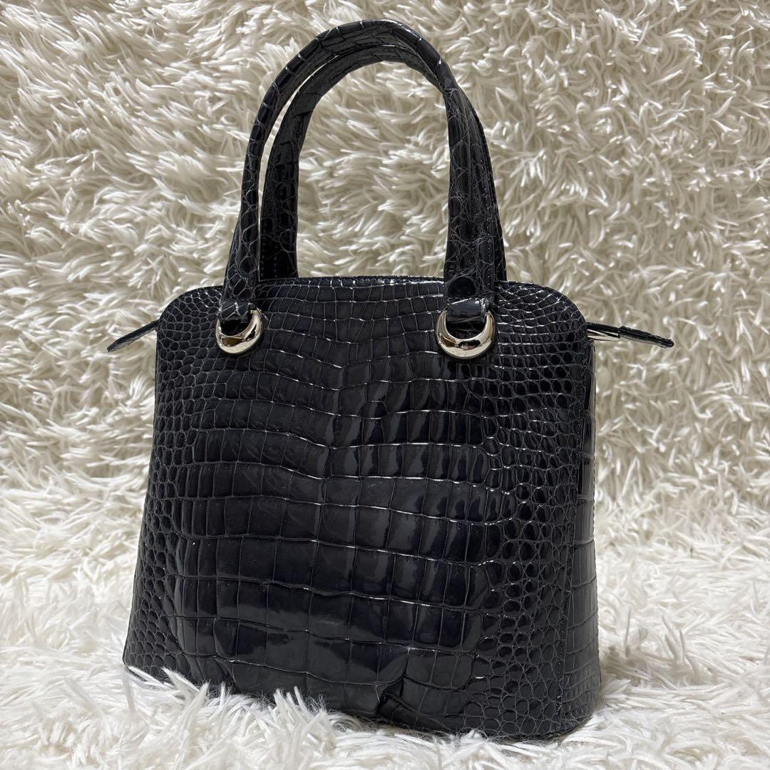JRA シャイニングクロコ　フォーマル　ハンドバッグ　ブラック