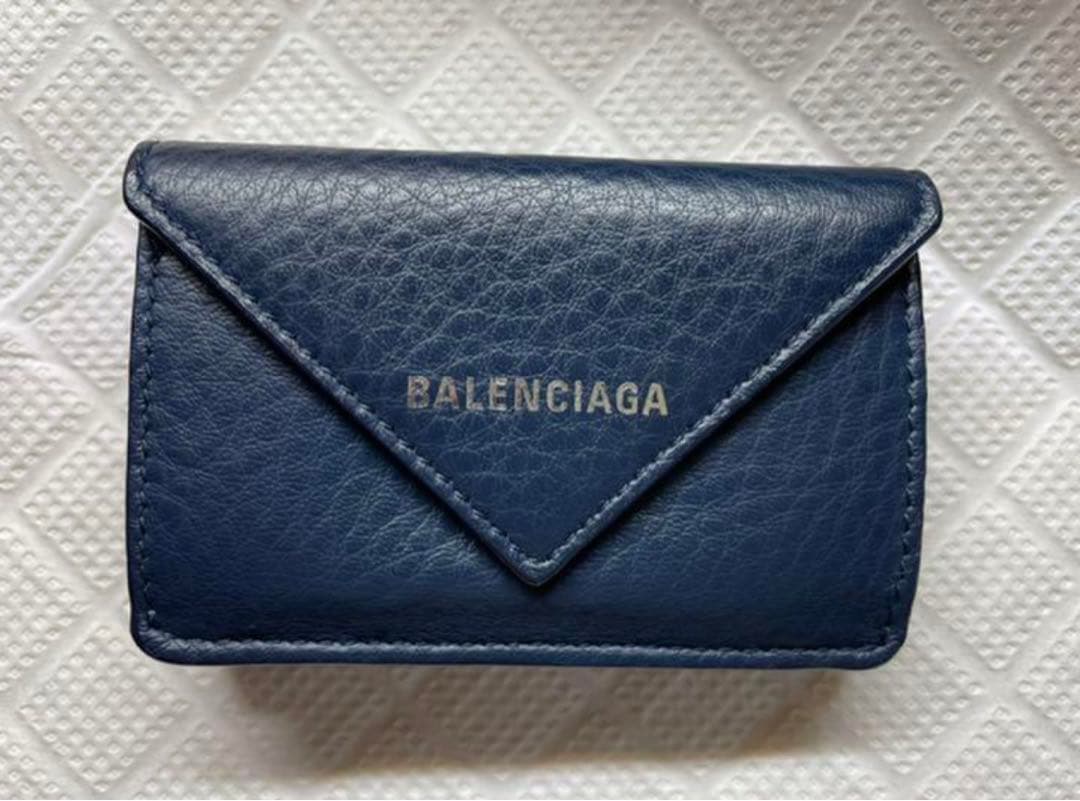 【BALENCIAGA】ペーパーミニウォレット　ネイビー