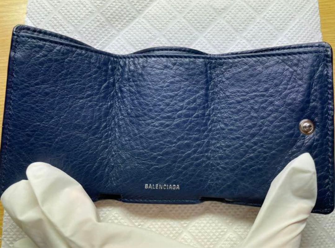 【BALENCIAGA】ペーパーミニウォレット　ネイビー