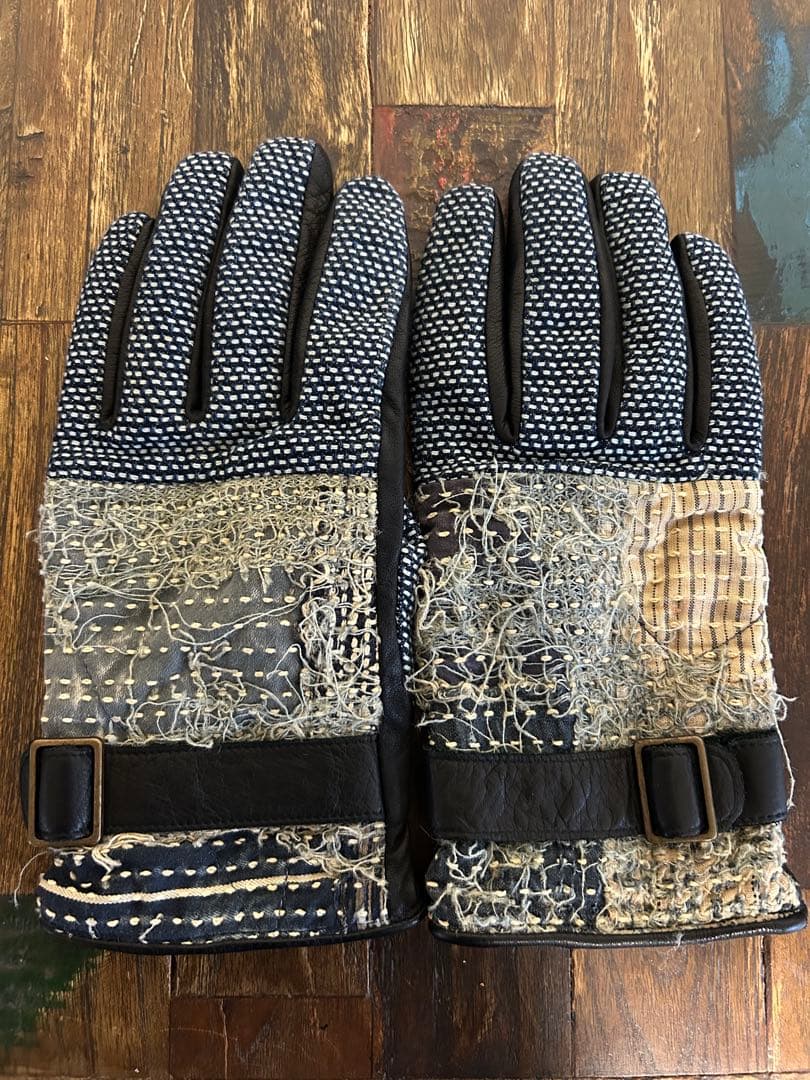 kapital キャピタル グローブ 手袋 デニム地 BORO 刺し子 レザー