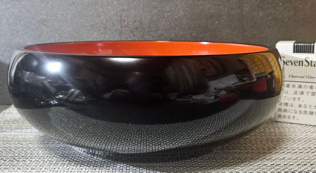 秀衡塗り　丸三漆器製　漆塗り　朱黒漆塗 金彩菱文様　菓子鉢　菓子器　盛鉢　茶道具