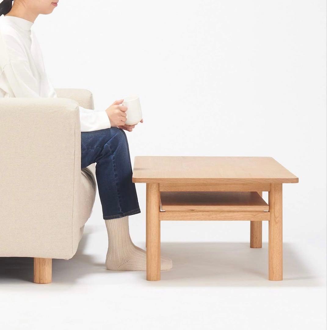 【廃盤】無印　木材ローテーブル　オーク材