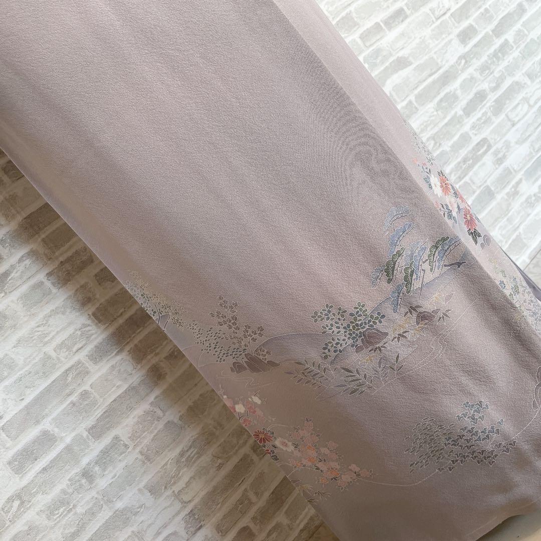 訪問着　フルセット　茶屋辻　友禅　せせらぎ　躾糸付き　着物　Q5